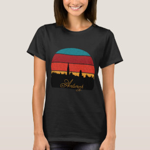 Antwerp Skyline Retro Sunset Travel T-Shirt