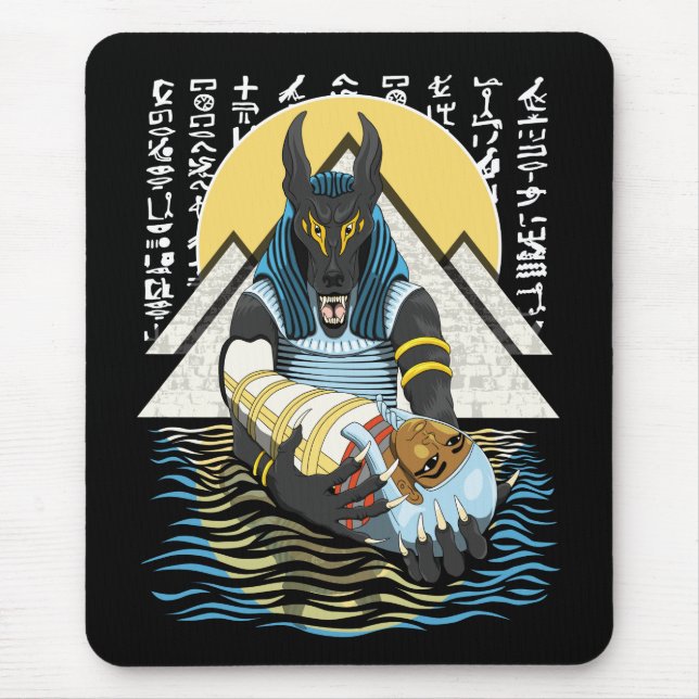 Anubis Ancient Egyptian God Illustration Mouse Pad (Front)