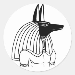 Anubis black and white classic round sticker