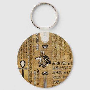 Anubis - Egyptian God -Gold and Pearl Key Ring