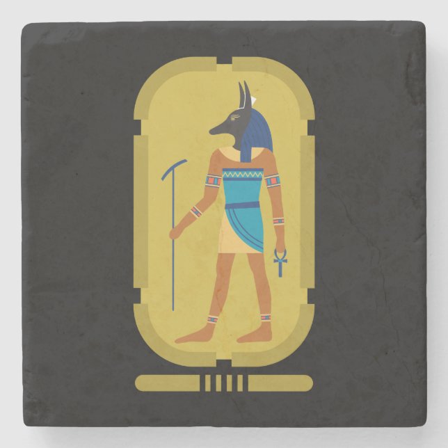 Anubis Egyptian God Of Mummification Stone Coaster (Front)