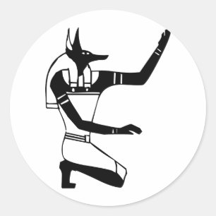 Anubis, Egyptian hieroglyph Classic Round Sticker