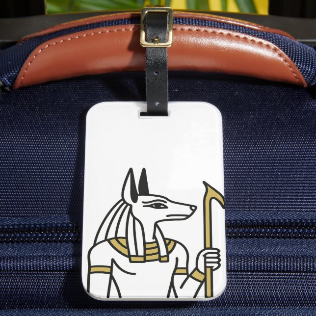 Anubis Egyptian Line Art Luggage Tag (Front Insitu 2)