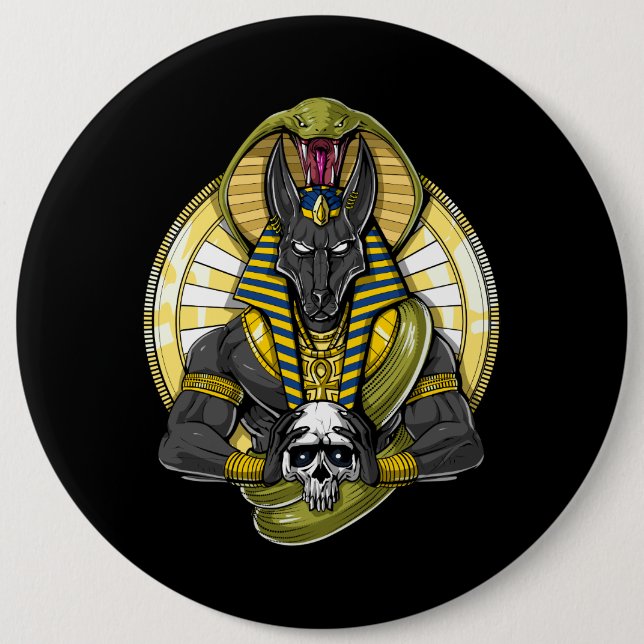 Anubis Egyptian Wolf God 6 Cm Round Badge (Front)