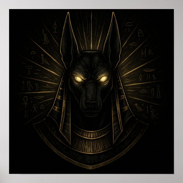 Anubis God of the Afterlife Gold Egyptian Art Poster (Front)