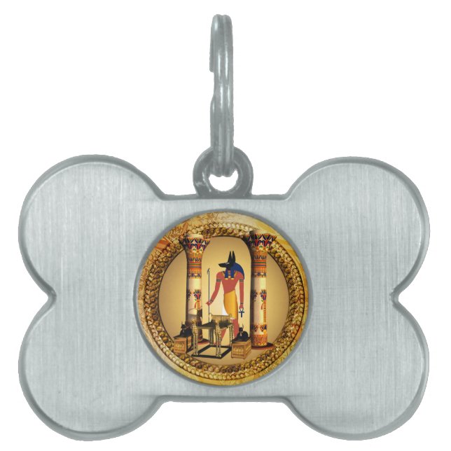 Anubis on golden background pet ID tag (Front)