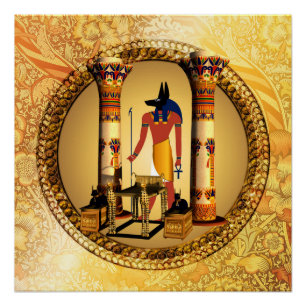 Anubis on golden background poster