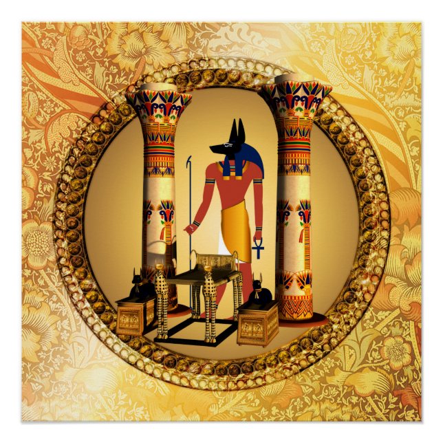 Anubis on golden background poster (Front)