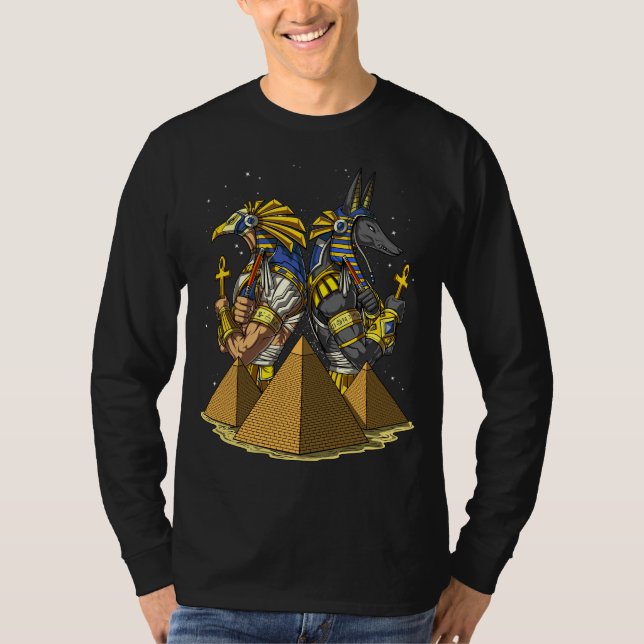 Anubis Ra Egyptian Gods Ancient Pyramids Mythology T-Shirt (Front)