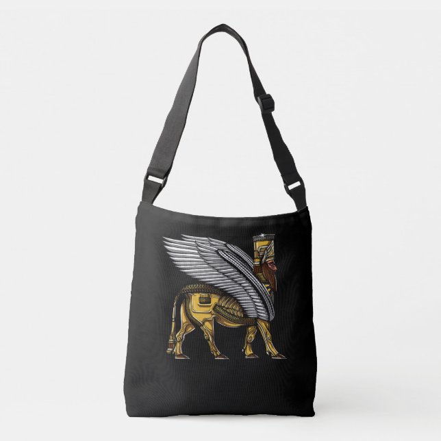 Anunnaki Guardian Alien Ancient Sumerian God Crossbody Bag (Front)