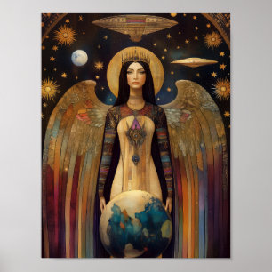 Anunnaki Star Goddess Ishtar Abstract Surreal Art Poster