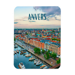 Anvers Belgique Photo Vintage Magnet