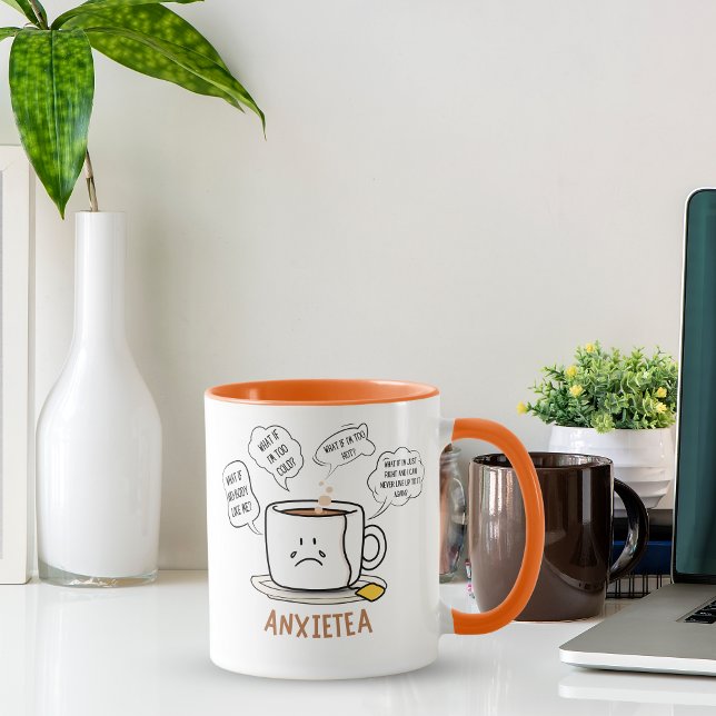 ANXIETEA Coffee Mug - 15 Oz Funny Cartoon Design  (ANXIETEA Coffee Mug - 15 Oz Funny Cartoon Design | Glossy Ceramic Mug with Colored Accents)