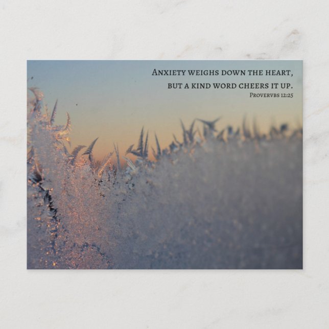 Anxiety Bible Verse Snow Flakes  Postcard (Front)