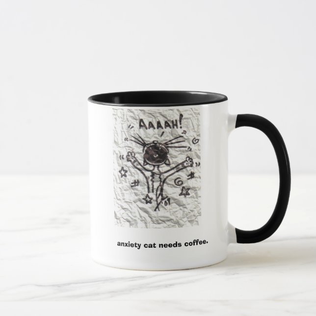 Anxiety cat needs coffee. mug (Right)
