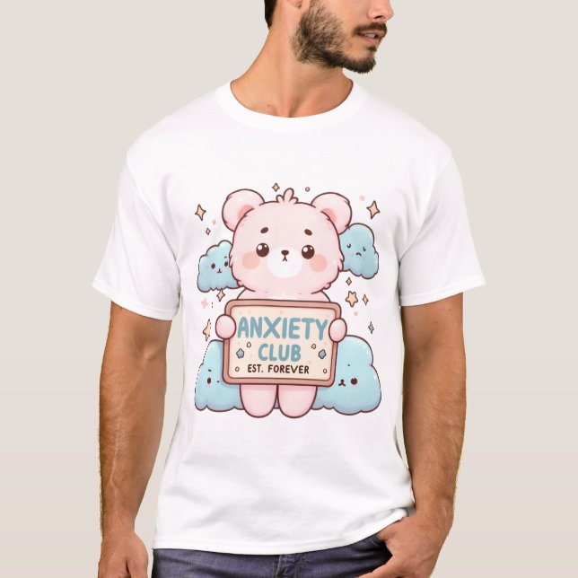 Anxiety Club – Cute Kawaii Mental Health Art T-Shirt (Front)