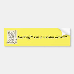 Anxiety Stressed Woman cartoon design yellow Bumper Sticker