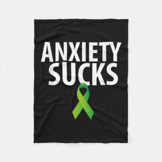 Anxiety Sucks With Ribbon Mental Health Awareness Fleece Blanket