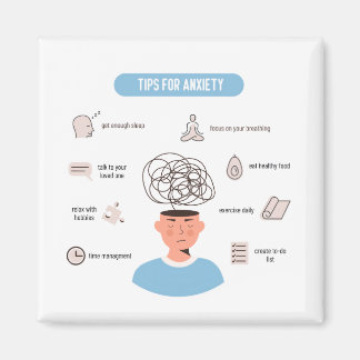 Anxiety Tips Minimal Mental Health Art Magnet