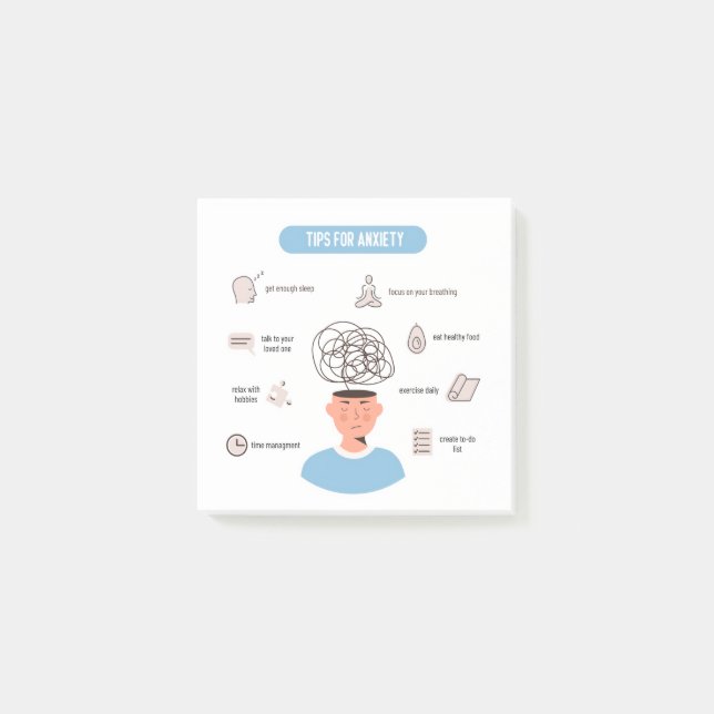 Anxiety Tips Minimal Mental Health Art Post-it Notes (Front)