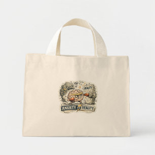 Anxiety vs Reality Funny Mental Health Humourous I Mini Tote Bag