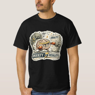 Anxiety vs Reality Funny Mental Health Humourous I T-Shirt