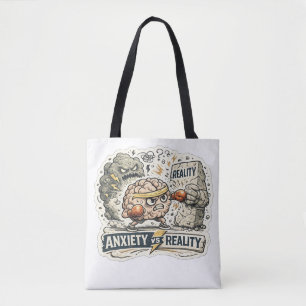Anxiety vs Reality Funny Mental Health Humourous I Tote Bag
