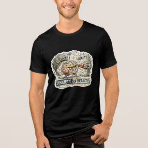 Anxiety vs Reality Funny Mental Health Humourous I Tri-Blend Shirt