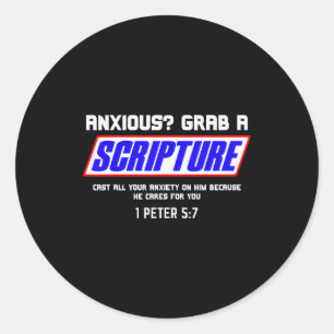 Anxious_ Grab Scripture Christian Mental Health Bi Classic Round Sticker