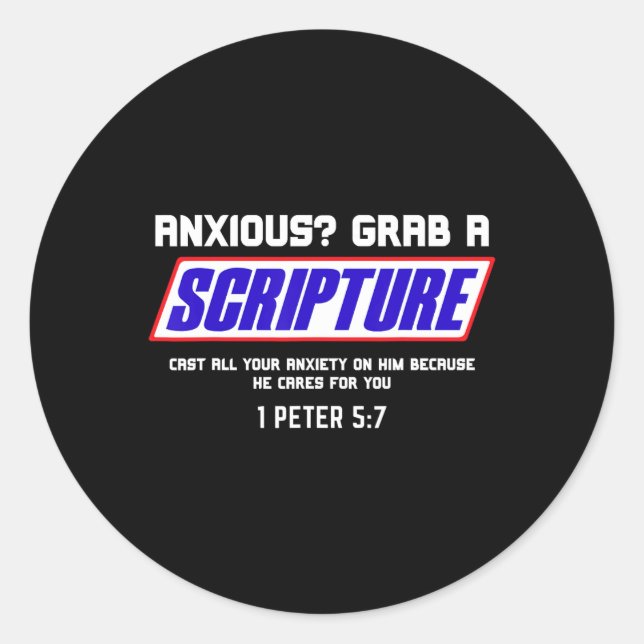 Anxious Grab Scripture Christian Mental Health Bib Classic Round Sticker (Front)