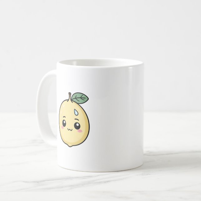 Anxious Lemon with a Sweat Drop Coffee Mug (Front Left)