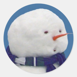 Anxious Snowman Selfie Classic Round Sticker