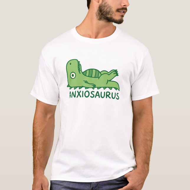 Anxiousaurus Mental Health Anxiety Pun T-Shirt (Front)