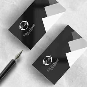 Any 3 Colours Geometric w/Logo White on Black ID81 Business Card