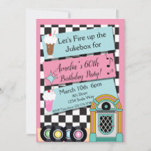 Any Age, 1950's Diner Birthday Invitation