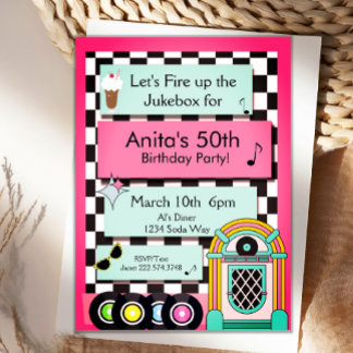 Any Age, 1950's Diner Birthday Invitation