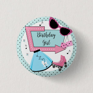 Any Age,1950's Retro Birthday  3 Cm Round Badge