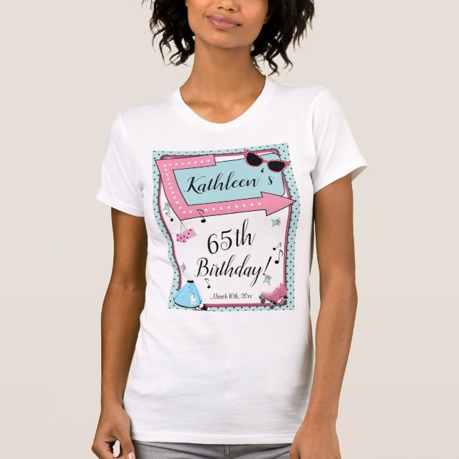 Any Age,1950's Retro Birthday Invitation T-Shirt (Front)