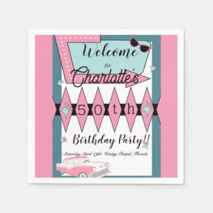 Any Age, 1950's Retro Birthday Napkin