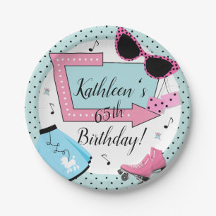 Any Age,1950's Retro Birthday  Paper Plate