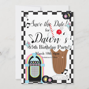 Any Age, 1950's Retro Birthday  Save The Date