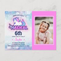 Any Age 6th Pink Purple Unicorn Photo Birthday