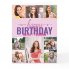 Any Age 8 Photo Collage Personalised Pink Birthday