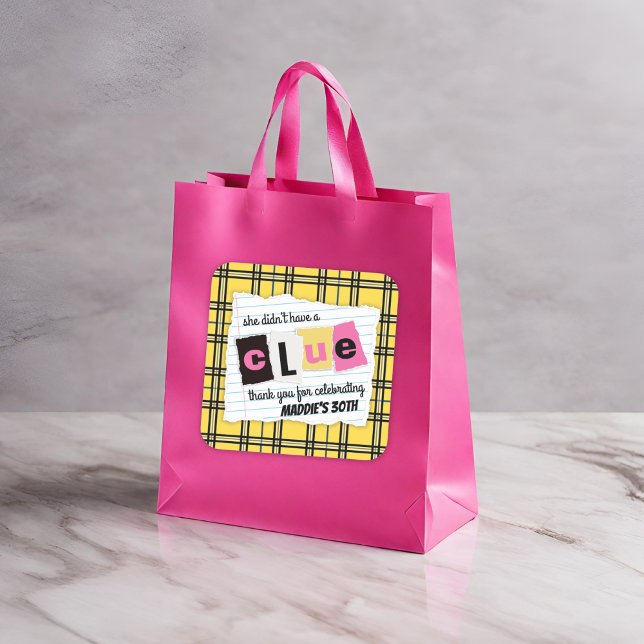 ANY AGE 90s yellow plaid surprise birthday party Square Sticker (Creator Uploaded)