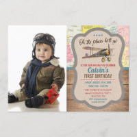 ANY AGE - Aeroplane Photo Birthday Invitation