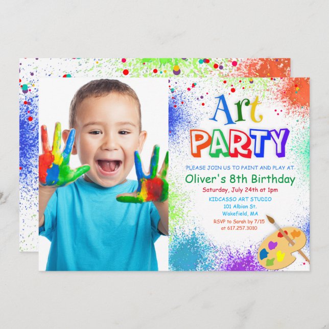 ANY AGE Art Party Paint Party Birthday Invitation (Front/Back)