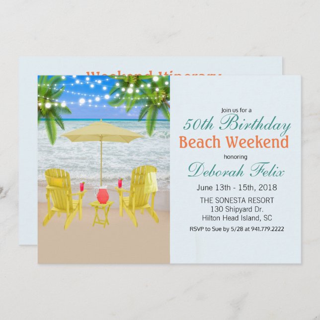 ANY AGE - Beach Weekend Itinerary Invitation (Front/Back)