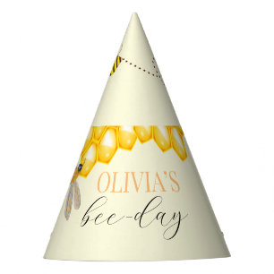 Any age, bee theme birthday  party hat