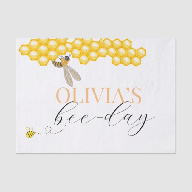 Any age, bee theme birthday  tissue paper (Front)