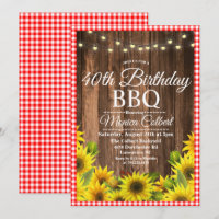 ANY AGE - Birthday BBQ Sunflower Invitation
